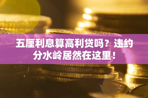 武汉五厘利息算高利贷吗？违约分水岭居然在这里！